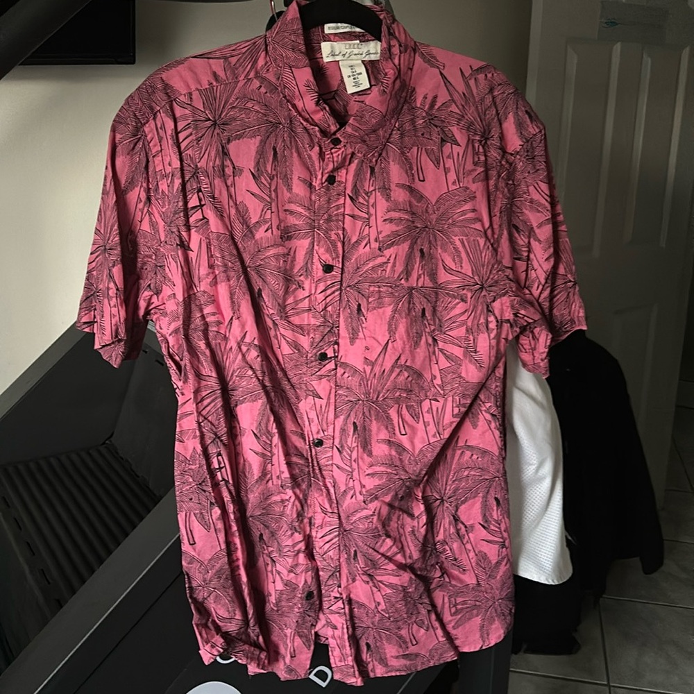 PINk Mens Beach & Haiwaian Dress/Casual Hanging out beach Large short sleeve